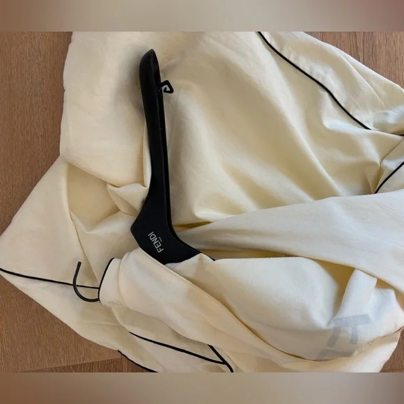 Fendi Case Ivory Garment Cover with Black Trim